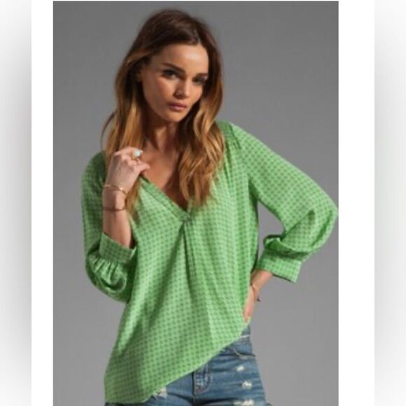 Joie Aceline Geo Print Blouse in Julep - Picture 1 of 9